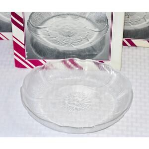 Arcoroc Fleur 6 Tempered Glass Clear Soup/Salad Plates Original Box-France NEW